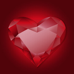 Naklejka na ściany i meble Big bright Ruby red Diamond jewel heart 