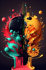 illustration, abstract composition of different colored elements, image generated by AI