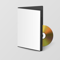 Vector Realistic Yellow CD, DVD with Plastic Rectangular Cover, Envelope, Case Closeup Isolated on White Background. CD Box, Packaging Design for Mockup. Golden Compact Disk Icon, Front View