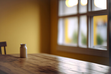 Fototapeta premium wooden table in cafe With depth of field