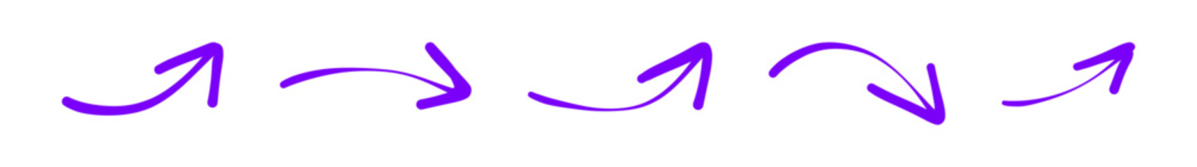 Doodle purple scribble arrows. Highlight point icons. (Full Vector)