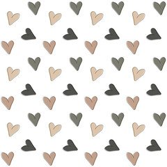 Seamless pattern with colorful heart continuous one line art