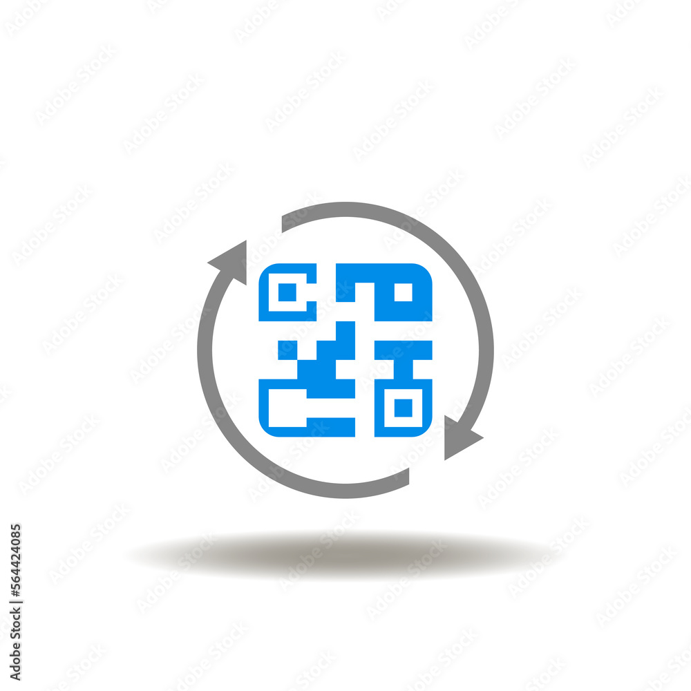 Poster vector illustration of qr code and arrows process. icon of pay online. symbol of qr code scanning fo