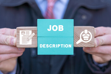Job description concept. General tasks, duties, skills, responsibilities and key requirements of...
