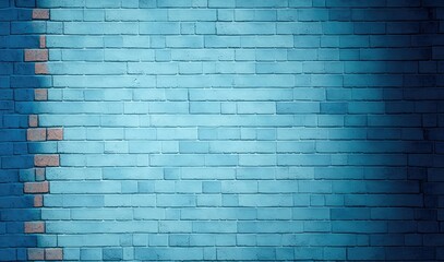 Full frame Blue brick wall background. Generative AI
