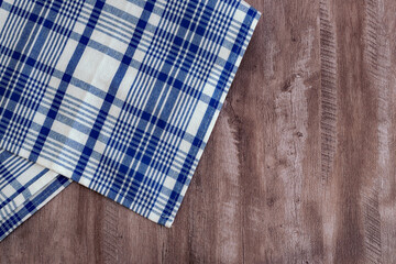 Napkin on table in perspective. Napkin close up top view mock up for design. Place for text