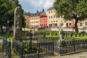 Naklejka premium Graveyard of st Maria Magladalena Kyrka church in Sodermalm