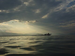 Amazing boat at sunset