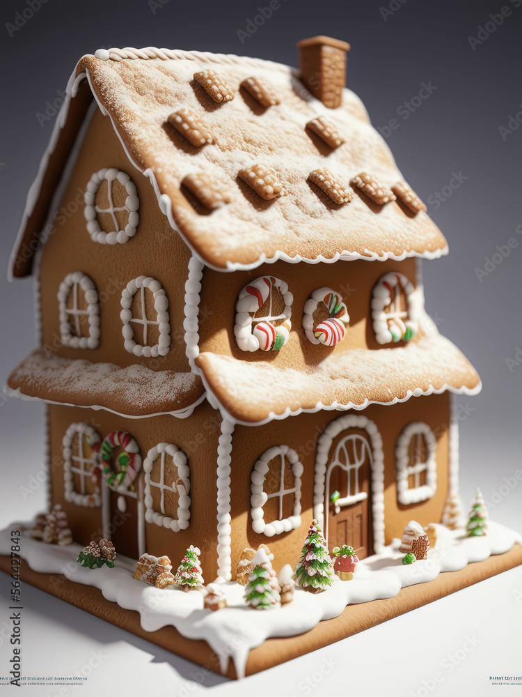 Wall mural Christmas house made from ginger cookies. Generative AI