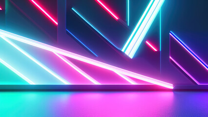 geometric neon lights background, abstract, Generative AI