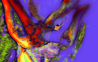 Design - Painting image for the background of a laptop, smartphone, wall - Expression and abstraction of colors and weights of digital paints - Water image in purple colors but accentuated by differen