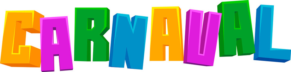 Fototapeta premium Carnaval Texto Colorido Divertido 2023
