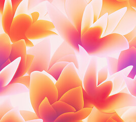 Abstract orange flowers pattern generative ai illustration