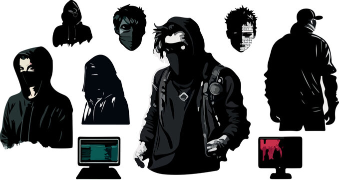 silhouette of a Hacker thief 