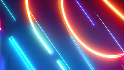 Obraz premium geometric neon lights background, abstract, Generative AI