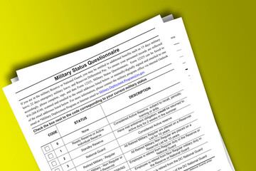Fototapeta premium Form 12325 documentation published IRS USA 04.26.2021. American tax document on colored