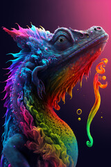 Obraz premium Rainbow reptile iguana