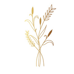 Gold flower line art 