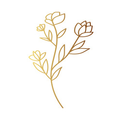 Gold flower line art 