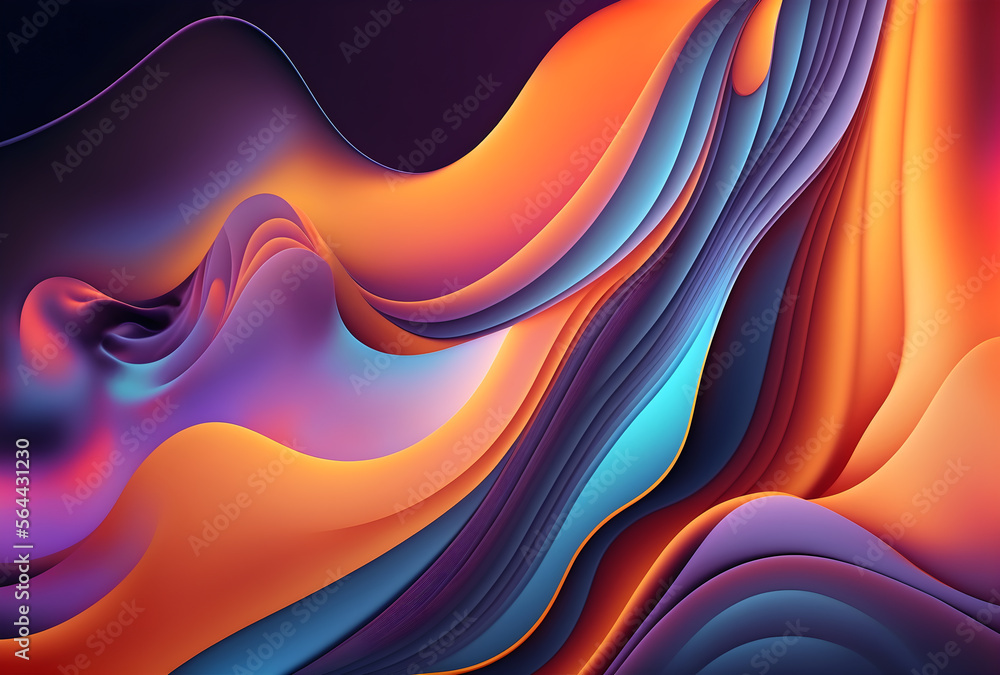 Poster background of waves of bright colors and overlapping lines