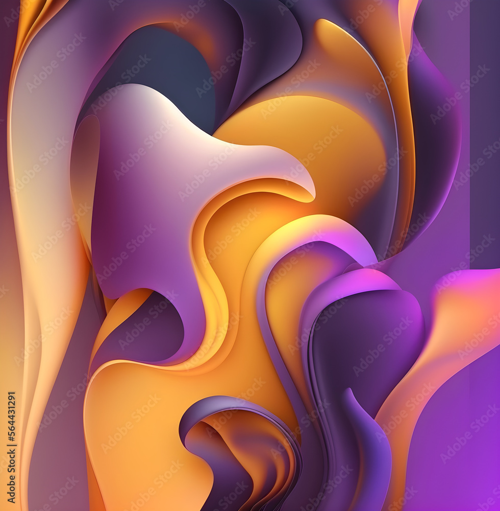 Poster background of fluid waves of bright colors and overlapping lines