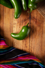Serrano Chile or Green Chile. (Capsicum annum). Very popular variety of hot chili in Mexican...