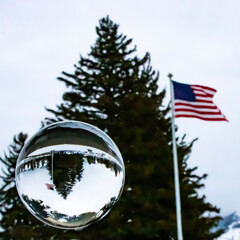 USA flag on globe