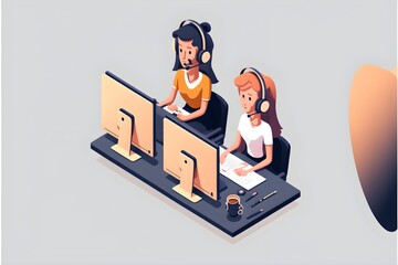 Customer service, call center, hotline, customer support department staff. Generative AI.