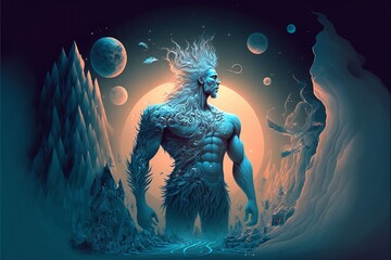 Ice god in fantasy valley