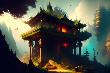 A fantasy dark temple in Eden Garden 