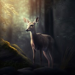 A deer in the forest digital art
