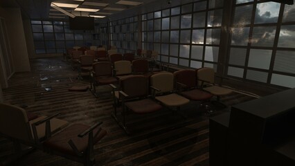 3d-illustration of an empty and scary airport