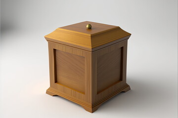 wooden chest on white background, Made by AI,Artificial intelligence