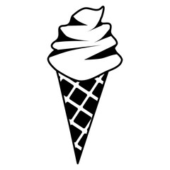 Black and white ice cream cone icon