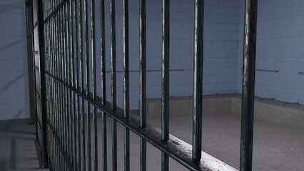 3D-Illustration of an empty prison cell, no prisoner