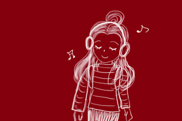 ヘッドフォンと女の子