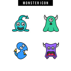 Cartoon monster cute happy monsters halloween vector image