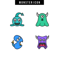 Fotobehang Cartoon monster cute happy monsters halloween vector image © subur