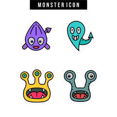 Cartoon monster cute happy monsters halloween vector image