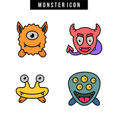 Cartoon monster cute happy monsters halloween vector image