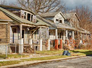 Fototapeta na wymiar Street Of Abandoned Houses