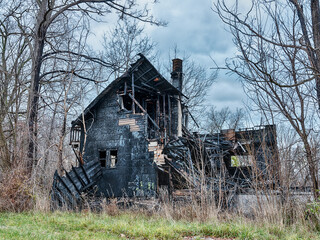 Burned Out House Remains