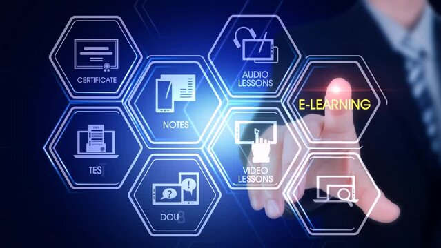 Ai Hexagonal Touch Screen Concept Hexagonal virtual Touch Screen Concept with man touching screen with finger and light streak