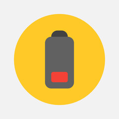 Low battery icon in flat style about camera, use for website mobile app presentation