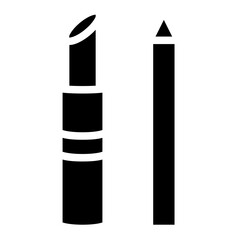 lipstick and eyebrow pencil glyph icon