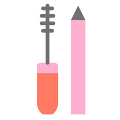 mascara and eyebrow pencil flat icon