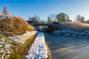 Fototapeta na wymiar Grand union canal at winter season in Milton Keynes. England