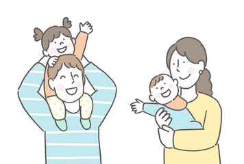 笑顔の四人家族