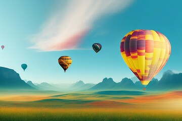 Naklejka premium hot air balloon in flight