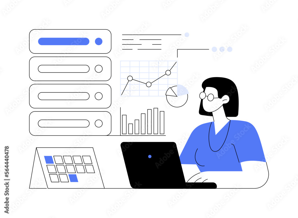 Poster analytics and data science abstract concept vector illustration.